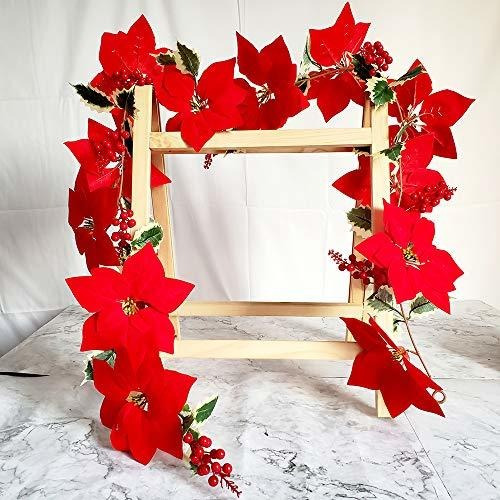 Trvancat Artificial Red Poinsettia Garland 6ft, With Berry G