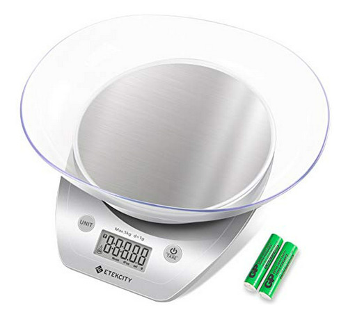 Báscula De Cocina Digital 11lb/5kg, Plata