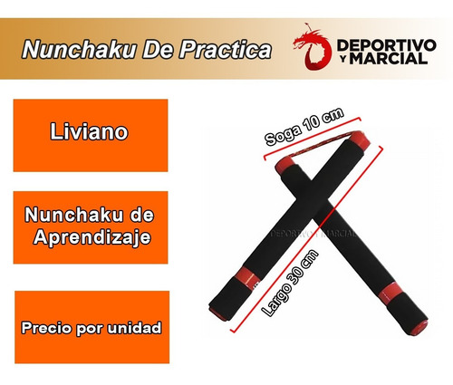 Imagen 3 de 8 de Nunchaku De Practica Goma Artes Marciales Defensa Personal