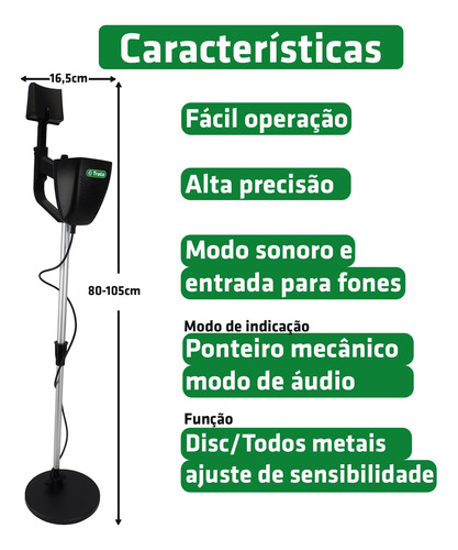 Detector Metais Alta Sensibilidade Ouro Prata Cobre Tdet60 T