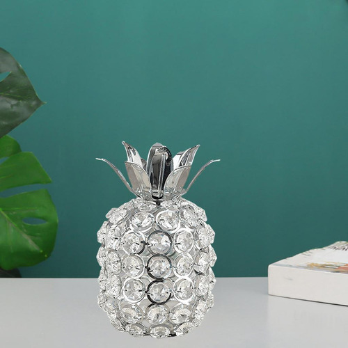 Prata Cristal Cristal Abacaxi Ornamento Estátua De Strass