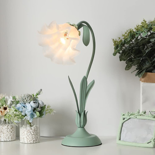 Lámpara De Loto Flores Vintage Lectura Led, Luz Nocturna