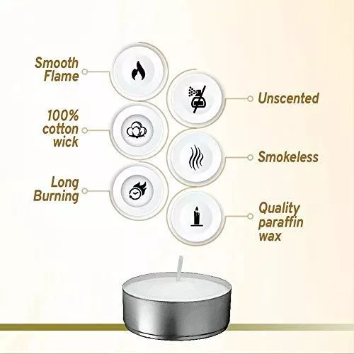 L'ner Tea Light Candles Set of 100 Unscented Candles Burns Aprx. 3.5 Hour Party Candles Tea Light Ambience Candles Restaurant Decorations