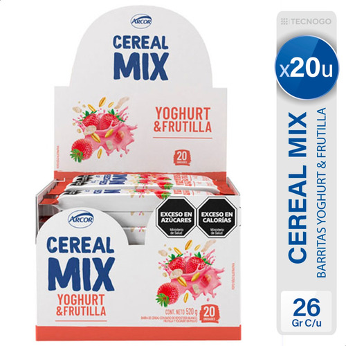 Barra Cereal Mix Frutilla Yoghurt Arcor - Mejor Precio