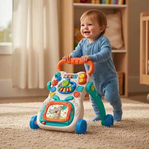 Andador Educativo Empurrar Infantil Bebê Musical Brinquedo Colorido