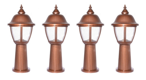 Farol Sobre Pedestal Para Ext Policarbonato Bronce Cobre X 4