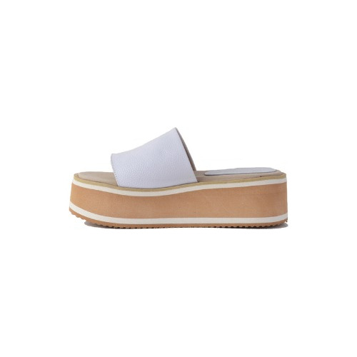 Zuecos Sandalias Bajos De Mujer De Cuero Pratt - Ferraro