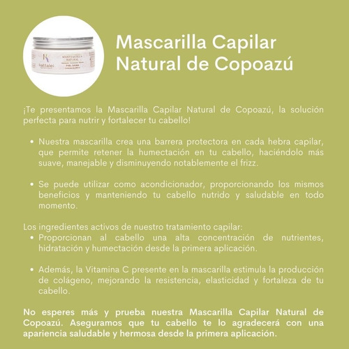 Imagen 4 de 4 de Mascarilla Capilar De Copoazú - mL a $264