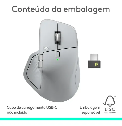 Mouse sem fio Logitech MX Master 4 com o Desempenho avançado e a