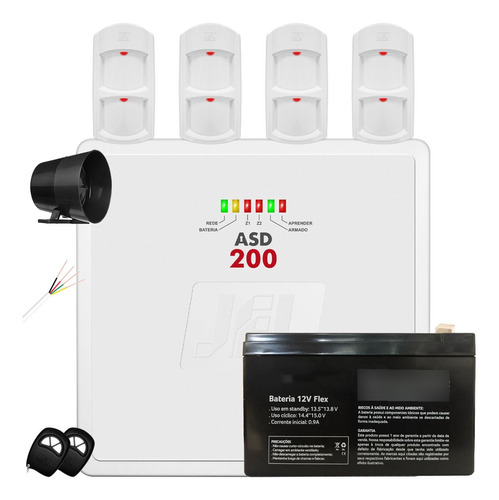 Kit Alarme Residencial Central Asd200 Com Sensor Ird 640 Jfl