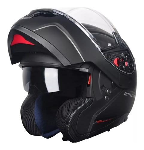 Casco Moto Rebatible Mt Atom Negro Mate Doble Visor Rpm