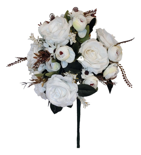 Buque E Arranjo De Rosas Branco Leite Artificial Com Camélia
