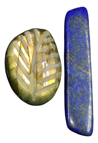 Lapislazuli Rectangular - Labradorita Dorada Tallado Hoja