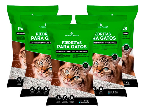 5 Pack X 2kg (10kg) Piedras Sanitarias Gato Nelsoniranch