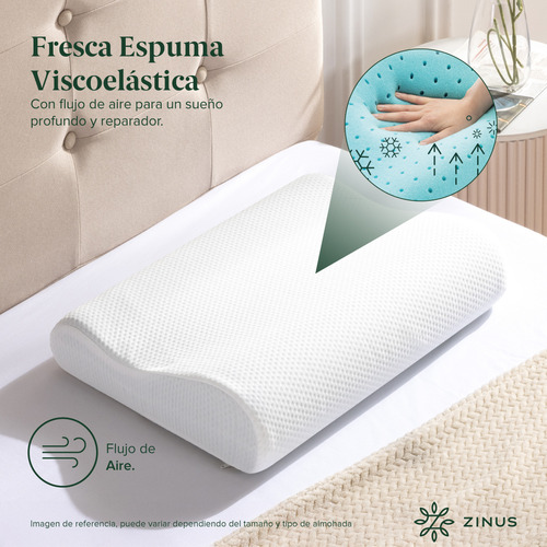 Almohada Zinus Contour Tradicional Memory Foam en Caja con Contorno para Cuello