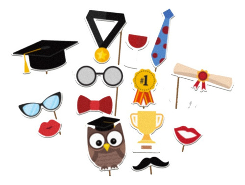 Photo Booth Props Egresados Graduacion Egreso Diploma Kit