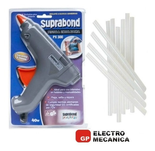 Imagen 2 de 9 de Pistola Encoladora Suprabond Px300 + 10 Barras Silicona