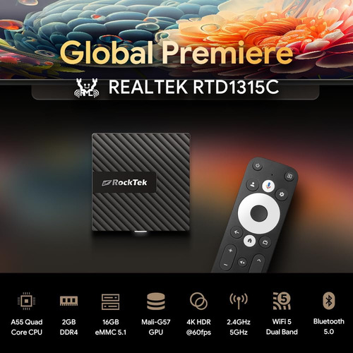 Dongle Rocktek Gb1 (tvdongle) Google Tv 4k Uhd Streaming Don