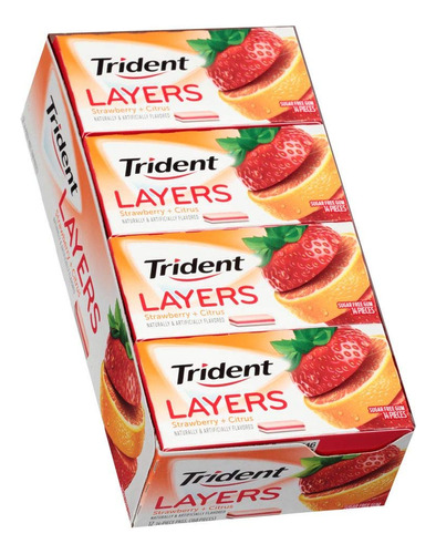 Trident Capas De Fresa Y Ctricos Picantes (14 Unidades, 10 P