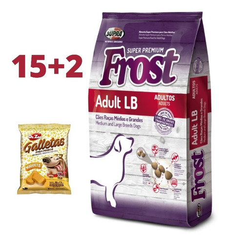 Alimento Frost Large Breed 15 Kilos+2 Kilos De Regalo Ración