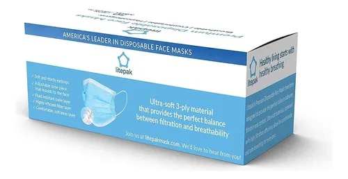 Litepak Pcs Premium Mascarilla Desechable Suave 3ply Nariz .