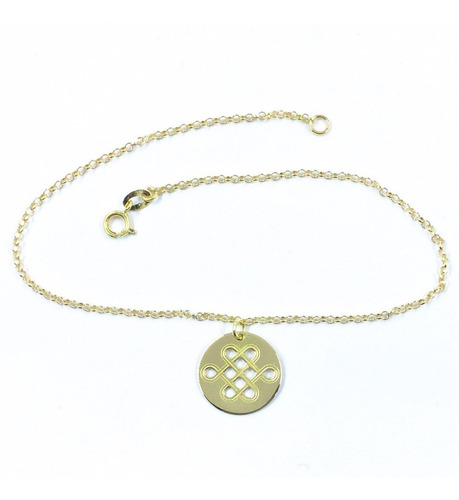 Pulseira Feminina Com Pingente Nó Do Amor Em Ouro 18k Linda