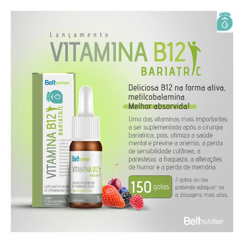 2x Belt B12 Bariatric Líquida- 15 Ml- Frutas Vermelhas