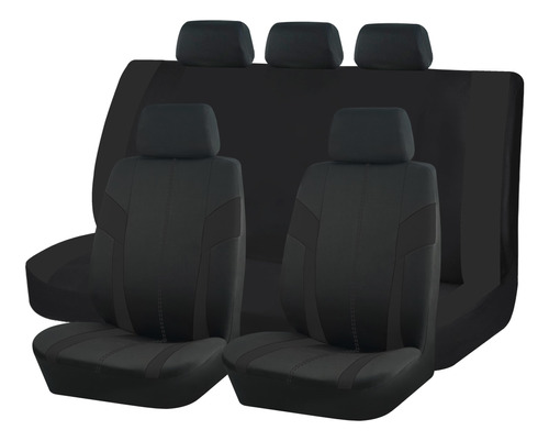 Set Fundas Cubre Asiento Negro Diseño Costura 9pcs R&c