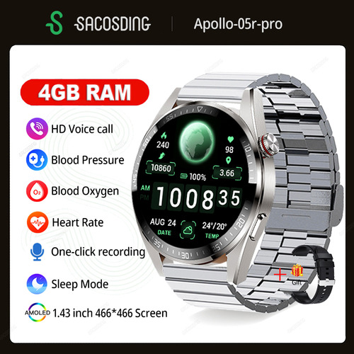 Z30 Pro Amoled Reloj Inteligente Hombre 4g Smartwatch 2024 Color De La Correa Steel Siliver B