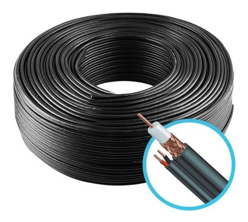 Cabo Coaxial Cftv Flexível 4mm Preto 90% Malha 300mts 3p1p