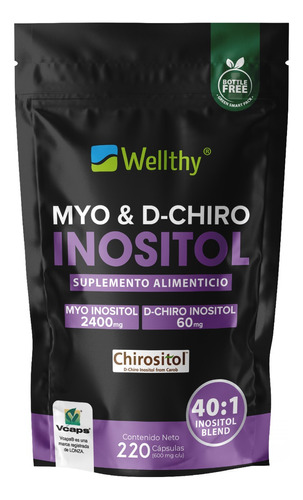 Wellthy Myo & D-chiro Inositol 220caps Sabor Sin sabor