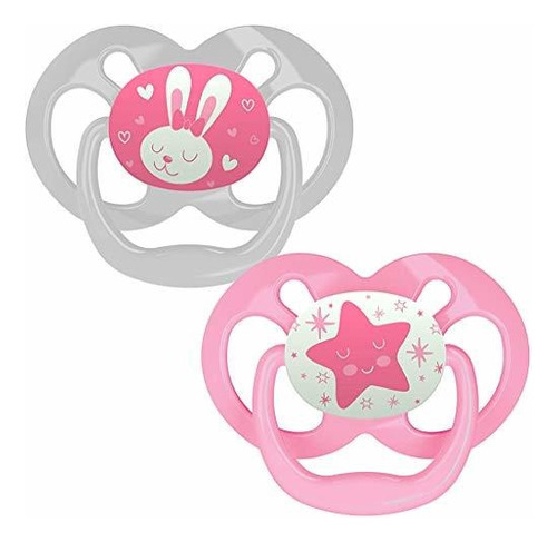 Chupetes para bebés Dr Browns Advantage Glowinthedark de 6 a 18 m, color rosa, período de edad de 6 a 18 meses
