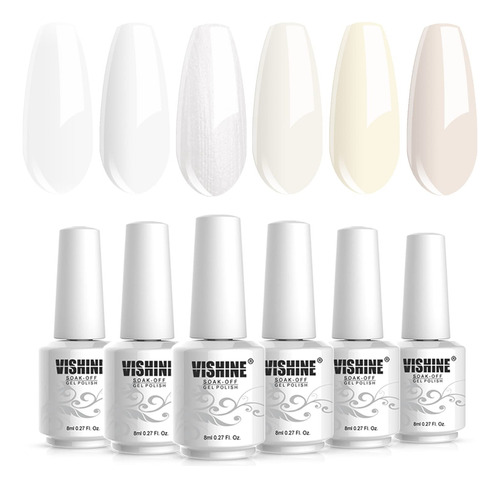 Vishine Juego De 6 Esmaltes De Unas De Gel Blanco Lechoso, C