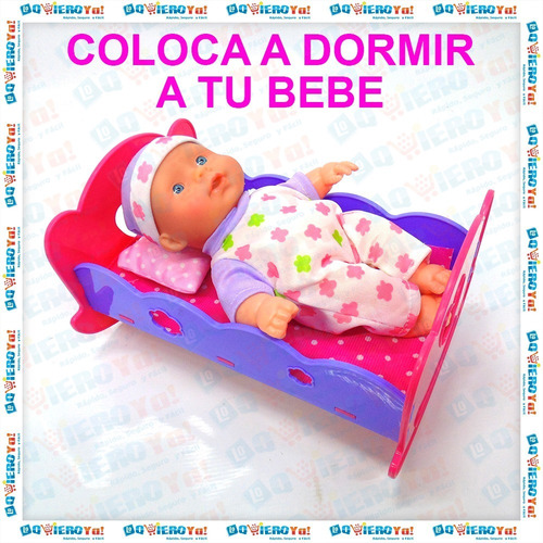 Imagen 6 de 8 de Juguete Muñeca Bebe Bebote Con Cunita + Mamadera Poppi 28066