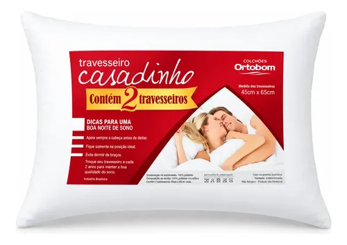 Travesseiro Ortobom Casadinho Kit Casal Branco