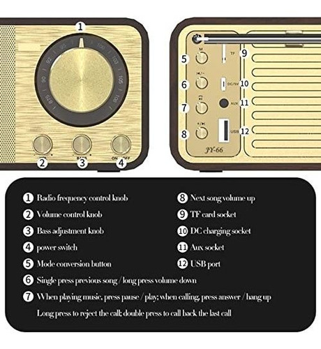 Wooden Retro Classic Soundbox Bluetooth Para 5.0 Stereo