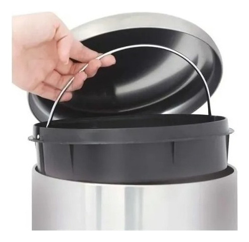 Lixeira Cesto Lixo 12l Inox Pedal E Balde Cozinha Banheiro Cor Cinza