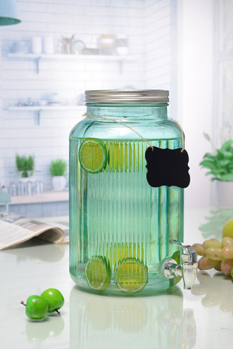 Dispensador De Agua Bebidas Vitrolero Vidrio Vintage 5.5l Verde Claro