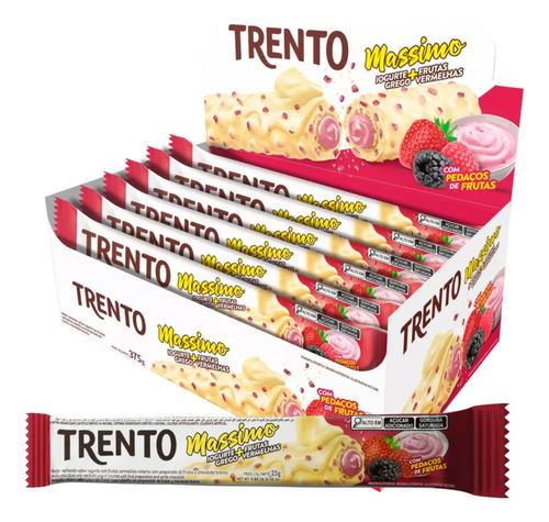 Trento Massimo Iogurte Grego Frutas Vermelhas 15x25g
