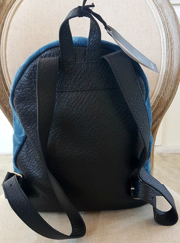 Mochila Prune Inmaculada Azul Mediana Cuero!!!!