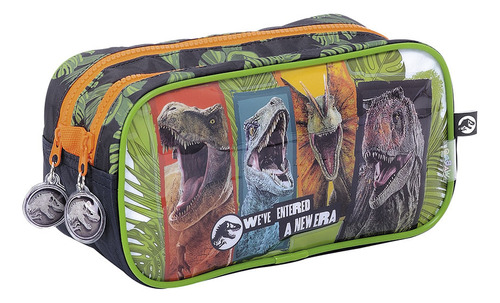 Jurassic world cartuchera doble -nueva era Negro Wabro