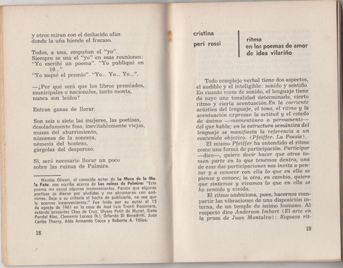 1963 Cristina Peri Rossi Sobre Poemas De Idea Vilariño Unico