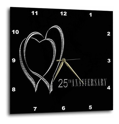 3drose Dpp 29618 3 Two Silver Hearts Reloj De Pared Del 25 A