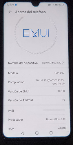 Huawei Mate 20 128 Gb - Muy Buen Equipo! Negro (Usado)