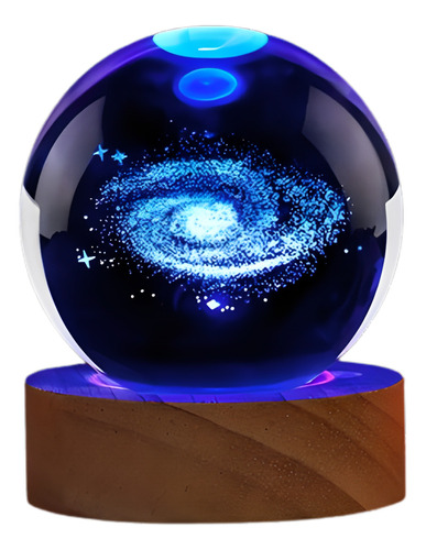 Esferas De Cristal De Planetas Y Galaxia Con Base Colorida