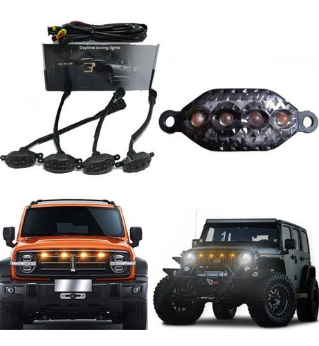  Luces Led Para Parrilla Frontal Vehiculos Universal Black