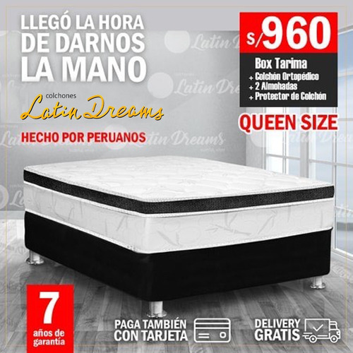 Box Tarima Queen Size + Colchon Ergosalud + 2 Almohadas 