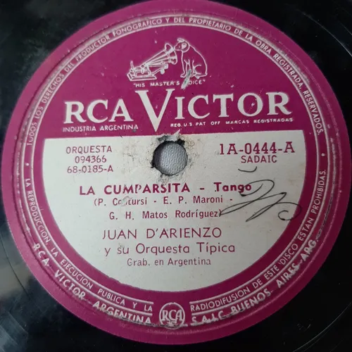 comprar Pasta Juan D Arienzo Su Orquesta Tipica Rca Victor C81
