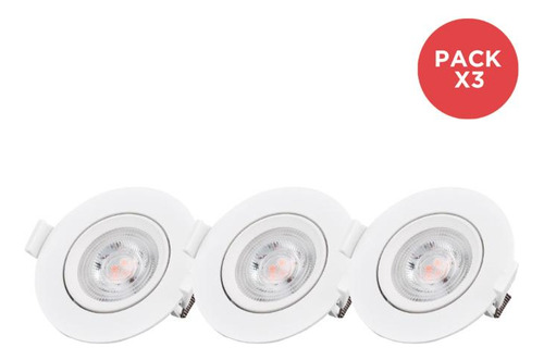 Pack 3 Foco Led Empotrados Basculante 5w Luz Cálida Blanco