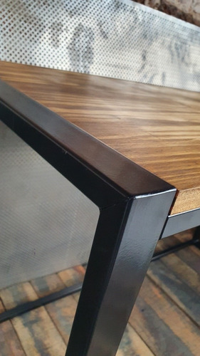 Escritorio Industrial Madera Hierro Madera 120x50 + Estantes